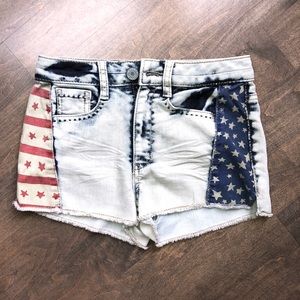 Patriotic, high waisted denim shorts
